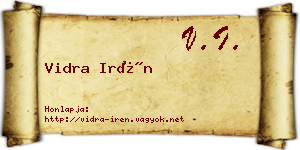 Vidra Irén névjegykártya